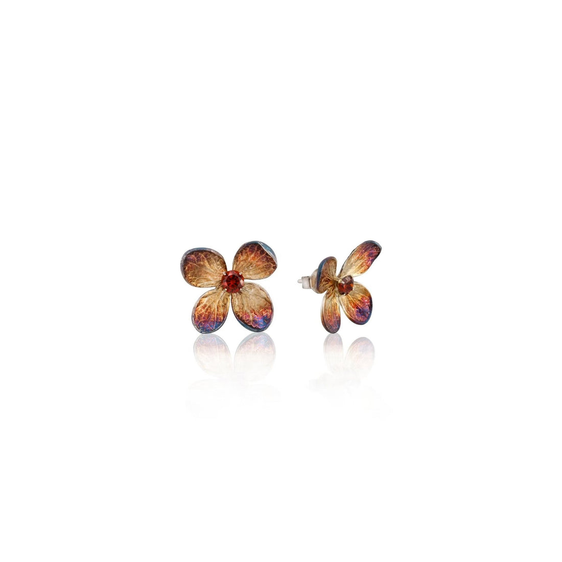 Silver Garnet Hydrangea Illusion Earrings - BYRDSTRÖM JEWELRY