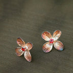 Silver Garnet Hydrangea Illusion Earrings - BYRDSTRÖM JEWELRY