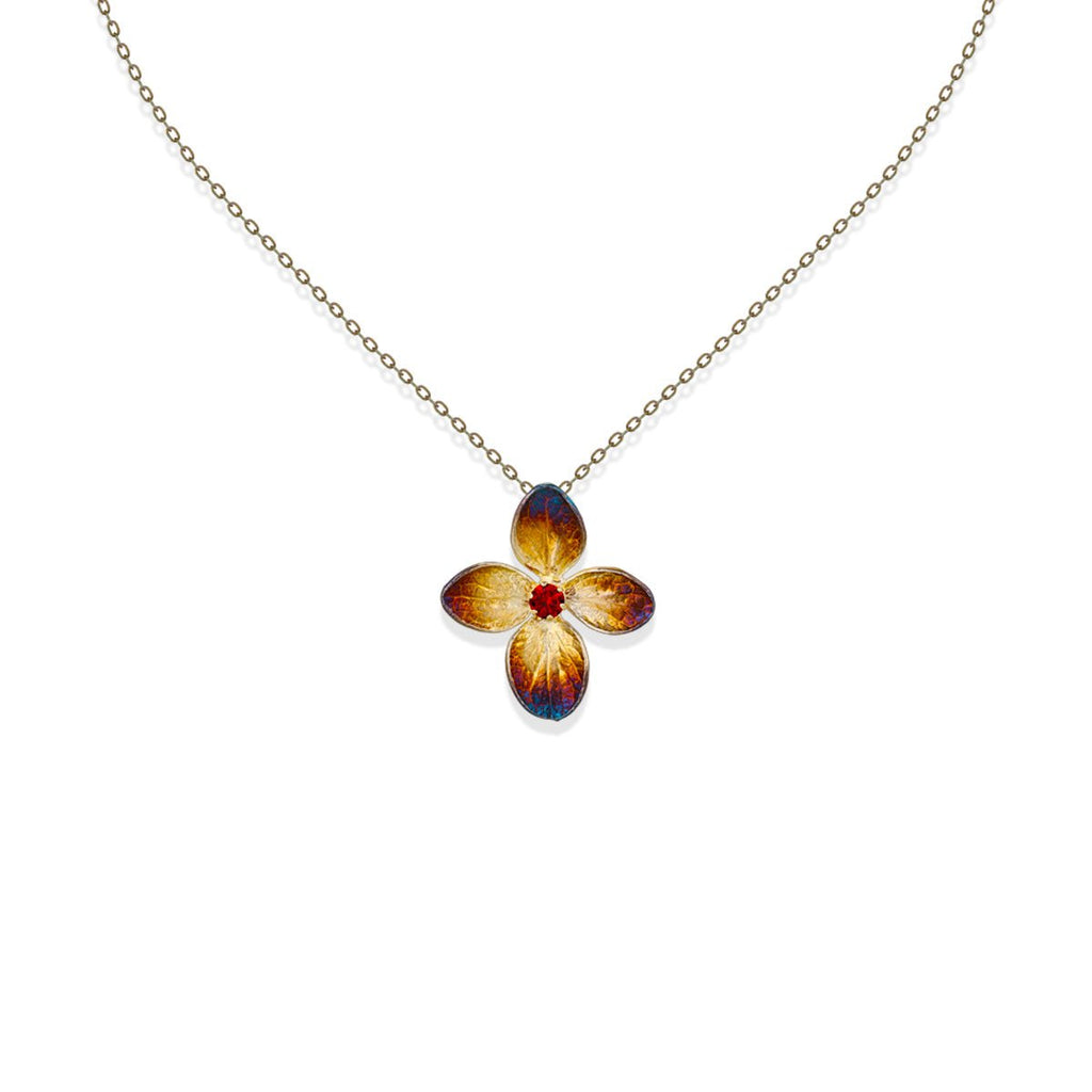 Silver Garnet Hydrangea Illusion Pendant - BYRDSTRÖM JEWELRY