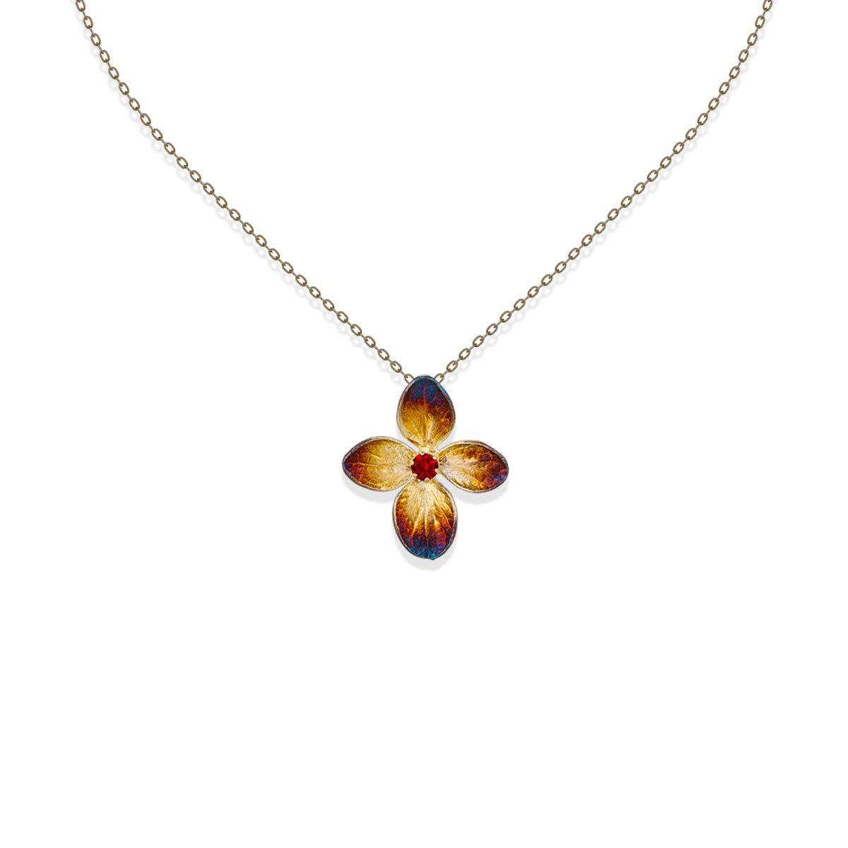 Silver Garnet Hydrangea Illusion Pendant - BYRDSTRÖM JEWELRY