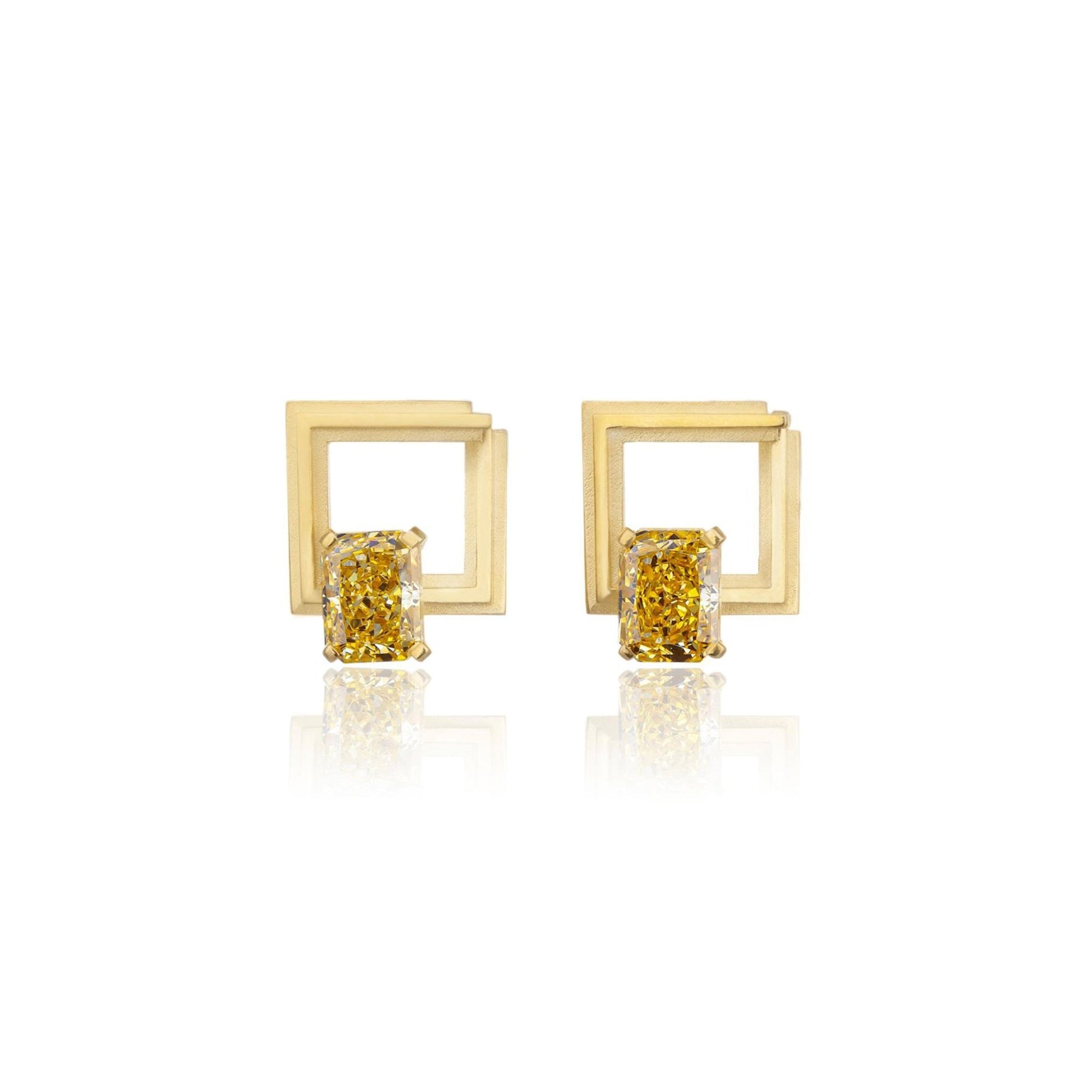 Square Silver Zircon Element Symbol Earrings - BYRDSTRÖM JEWELRY