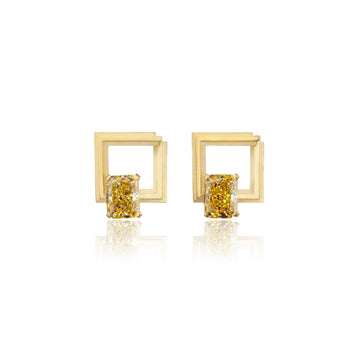 Square Silver Zircon Element Symbol Earrings - BYRDSTRÖM JEWELRY